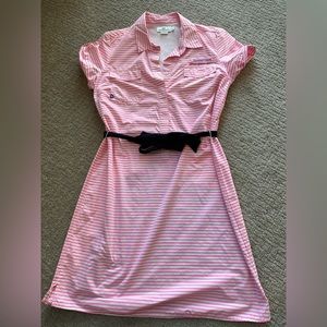 Vineyard Vines Pink Striped Dress with Black Belt
